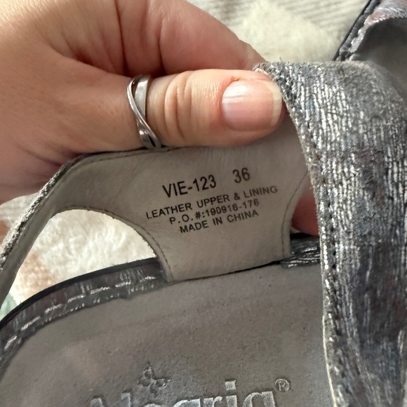 Alegria Vienna Metallic Silver Leather Slingback Sandals VIE-123 Womens 36 US 6 - Picture 6 of 8